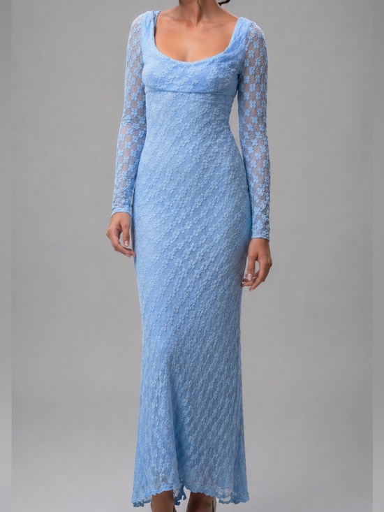 Bardot Dresses & Skirts - 🆕🦋Bardot Adoni Lace Maxi Dress Blue Bodycon Cornflower Bridgerton Style Size M 6
